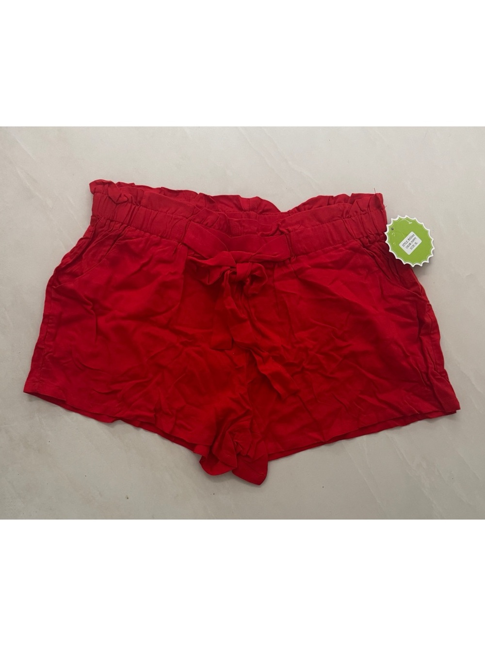 High-Waist Red Tie-Front Women’s Shorts